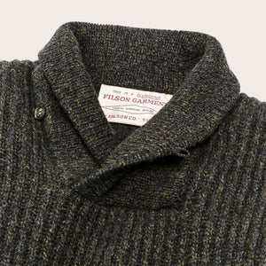 Bristol shawl neck sweater by Filson | Moss / black melange (Gray)