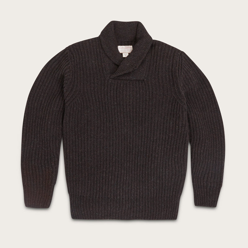 Bristol shawl neck sweater by Filson | Dark brown heather (Brown)