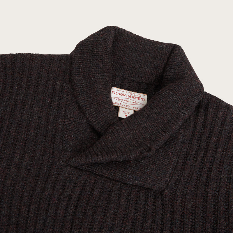 Bristol shawl neck sweater by Filson | Dark brown heather (Brown)