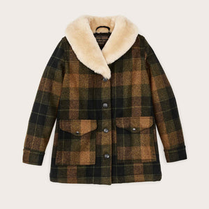 Women's wool trapper coat di Filson | Loden heather plaid (Brown)