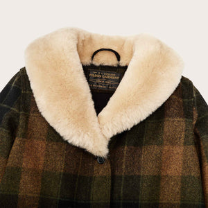 Women's wool trapper coat di Filson | Loden heather plaid (Brown)