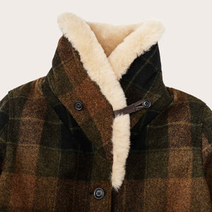 Women's wool trapper coat di Filson | Loden heather plaid (Brown)